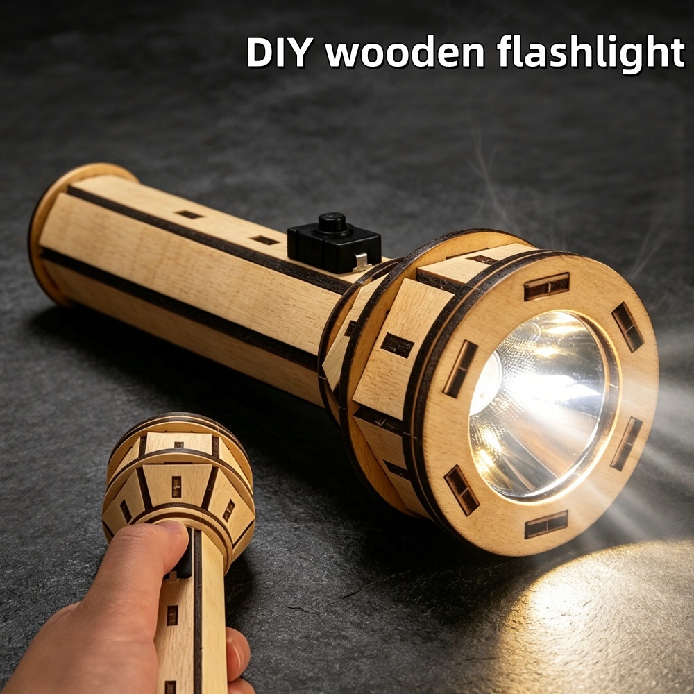 Science Project Kit - Деревянный DIY-набор для сборки фонарика-головоломки: развивающий
