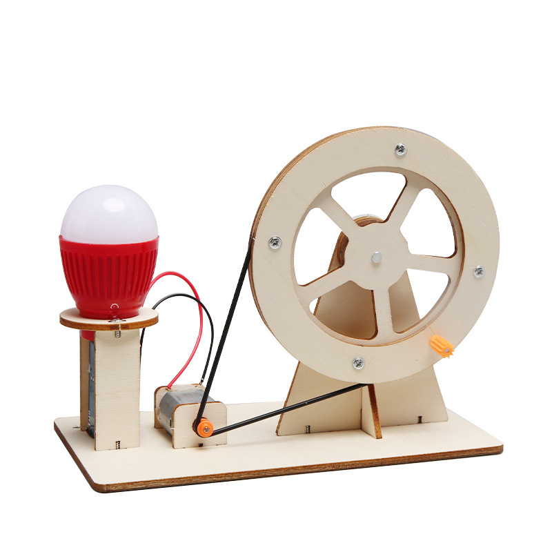 Science Diy Model - Мини-генератор с ручным приводом и лампочкой,